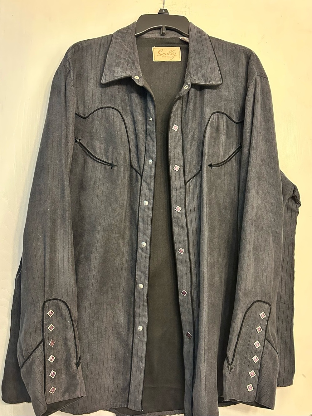 Scully Men's Western Button-Up Jacket Shirt in Charcoal Gray